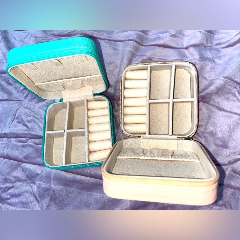 Travel jewelry box, case, pink, blue green, new, gift for her, woman, girl, teen